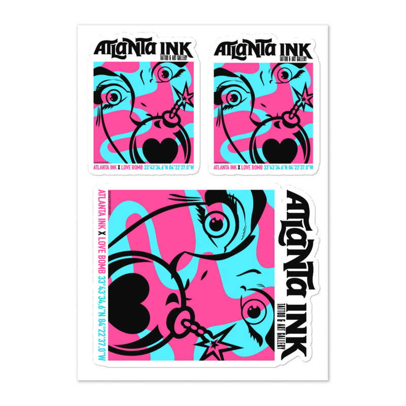 Atlanta Ink x Love Bomb Sticker sheet
