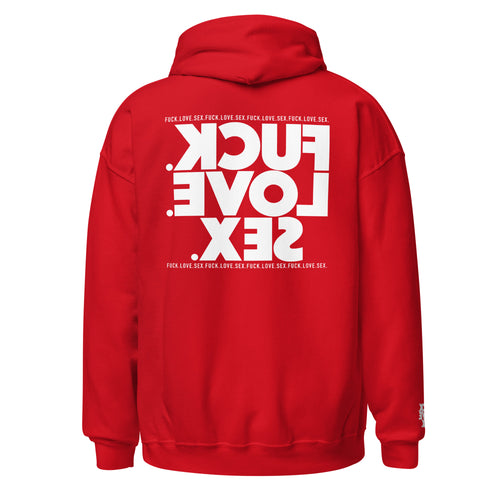 FUCK.LOVE.SEX. Embroidered Red Hoodie